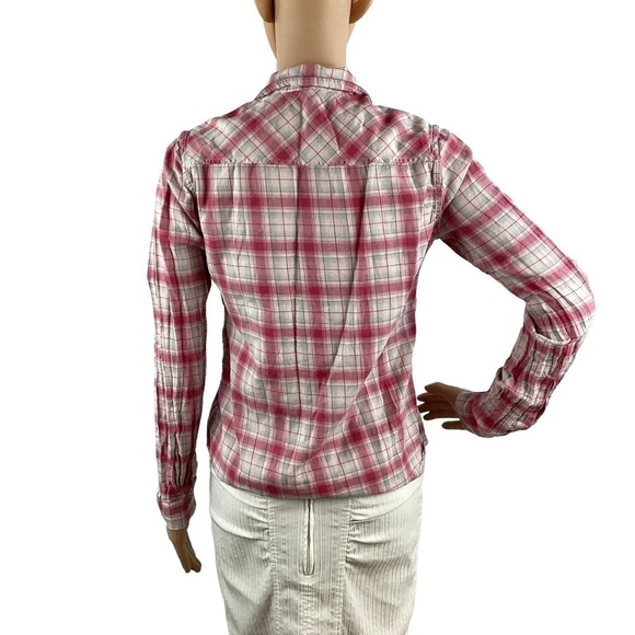 PAIGE Top Size XS Pink Plaid Long Sleeve Button Front - Picture 5 of 7